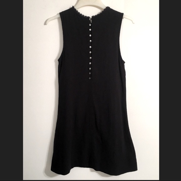 FREE PEOPLE BLACK COTTON SLEEVELESS DRESS WITH LACE DETAIL SIZE SMALL EUC - Picture 2 of 5